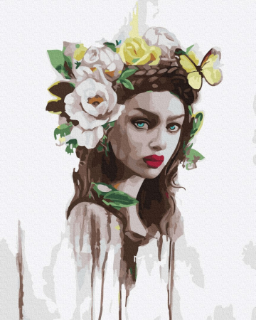 Set pictura pe numere, cu sasiu, Nimfa florilor, 40x50 cm [0]