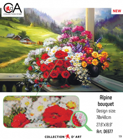 Set goblen cu diamante, fara sasiu, Buchet Alpin, 70x48cm [1]
