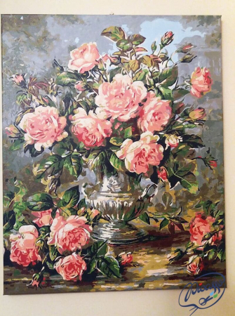 Set pictura pe numere, cu sasiu, Buchet de trandafiri, 40x50 cm [1]