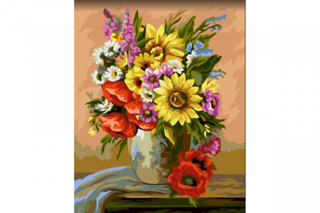 Set pictura pe numere, cu sasiu, Contrast floral, 40x50 cm [0]