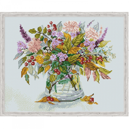 Set goblen cu diamante, cu sasiu, Buchet de toamna [0]