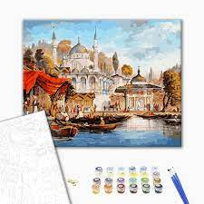 Set pictura pe numere, cu sasiu, Cumparaturi in Istablul, 40x50 cm [1]