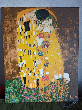 Set pictura pe numere, cu sasiu, Sarutul - Klimt, 40x50 cm [1]