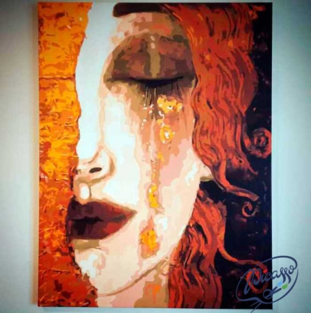 Set pictura pe numere, cu sasiu, Lacrimi aurii - Klimt, 50x65 cm [1]
