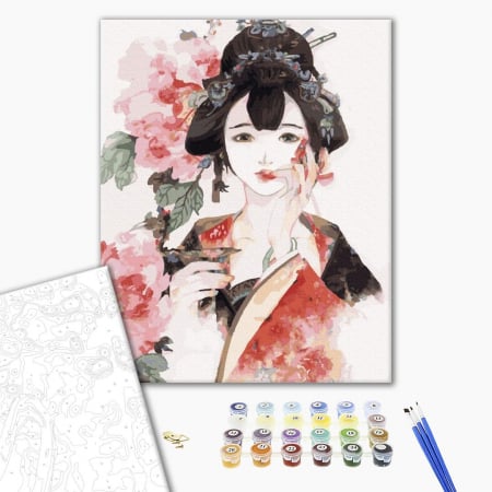 Set pictura pe numere, cu sasiu, Gheisa, 40x50 cm [1]