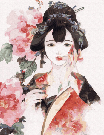 Set pictura pe numere, cu sasiu, Gheisa, 40x50 cm [0]