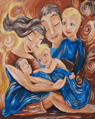 Set pictura pe numere, cu sasiu, Familia, 40x50 cm [0]