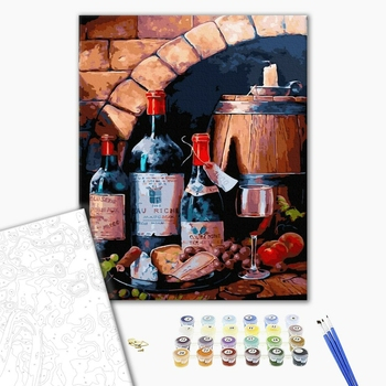 Set pictura pe numere, cu sasiu, Butoaie cu vin, 40x50 cm [1]