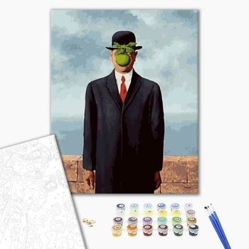 Set pictura pe numere, cu sasiu, Fiul omului - Rene Magritte, 40x50 cm [1]