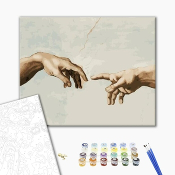 Set pictura pe numere, cu sasiu, Crearea lui Adam - Michelangelo, 40x50 cm [1]