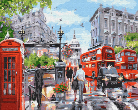 Set pictura pe numere, cu sasiu, Vara in Londra, 40x50 cm [0]