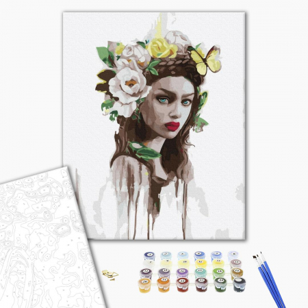 Set pictura pe numere, cu sasiu, Nimfa florilor, 40x50 cm [1]