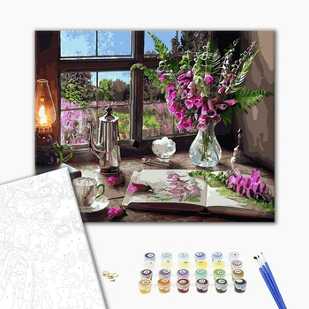 Set pictura pe numere, cu sasiu, Ceaiul de la ora 5, 40x50 cm [1]