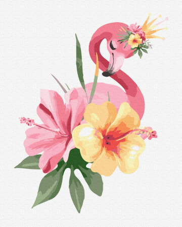Set pictura pe numere, cu sasiu, Flamingo inflorit, 40x50 cm [0]