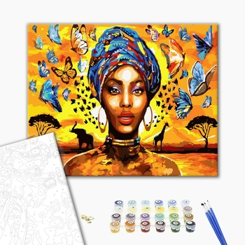 Set pictura pe numere, cu sasiu, Suflet african, 40x50 cm [1]