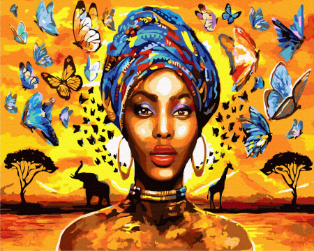 Set pictura pe numere, cu sasiu, Suflet african, 40x50 cm [0]