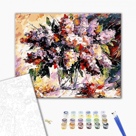 Set pictura pe numere, cu sasiu, Buchet de liliac, 40x50 cm [1]