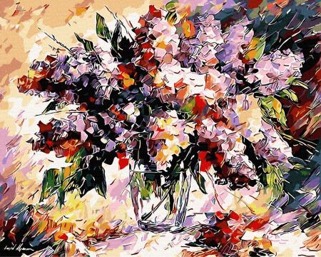 Set pictura pe numere, cu sasiu, Buchet de liliac, 40x50 cm [0]