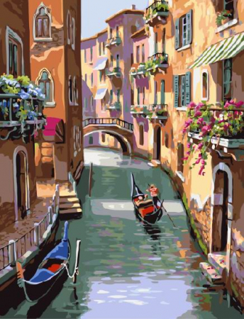 Set pictura pe numere, cu sasiu, Canal venetian, 40x50 cm [0]