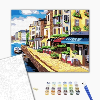 Set pictura pe numere, cu sasiu, Punct de imbarcare, 40x50 cm [1]