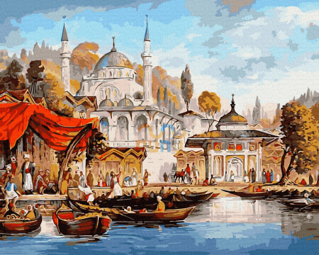 Set pictura pe numere, cu sasiu, Cumparaturi in Istablul, 40x50 cm [0]