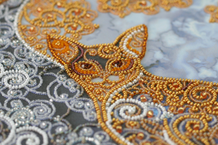 Set broderie cu margele cusute, Pisica lunii, 15 culori [2]