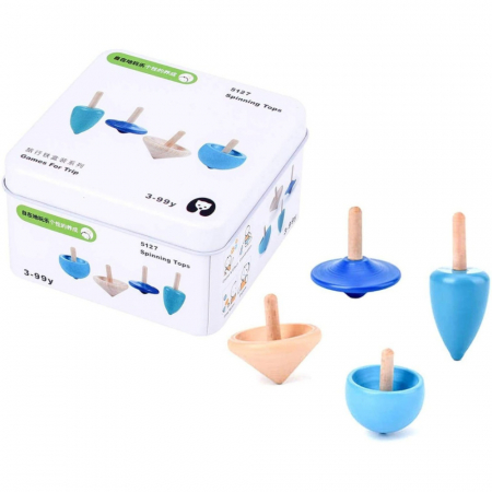 Set 4 titirezi din lemn in cutie metalica [3]