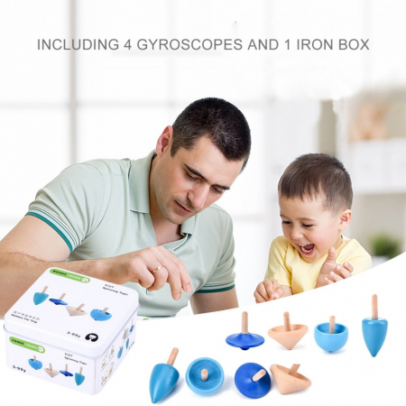 Set 4 titirezi din lemn in cutie metalica [2]