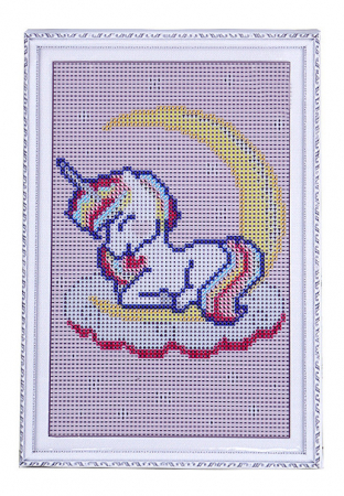 Set goblen cu diamante, cu sasiu, Pui de unicorn visator, 20x30 cm [2]