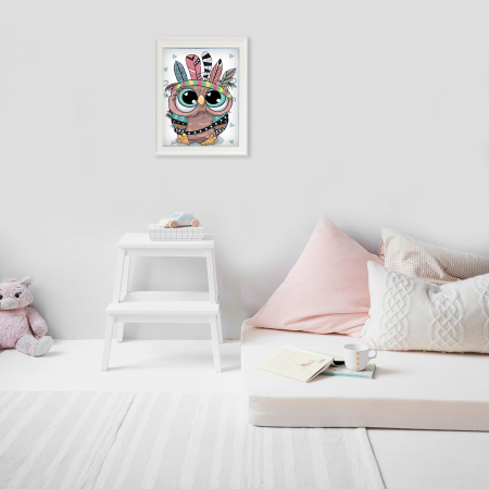 Set goblen cu diamante, cu sasiu, Bufnita indiana, 20x30 cm [4]