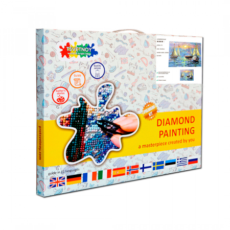 Goblen cu diamante, cu sasiu, Port linistit, 40x50 cm [3]