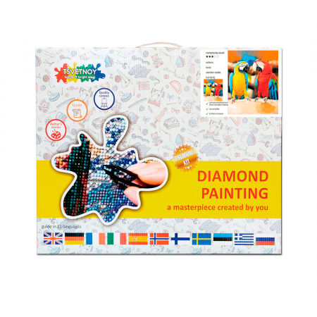 Goblen cu diamante, Papagali Ara, 30x40 cm [3]