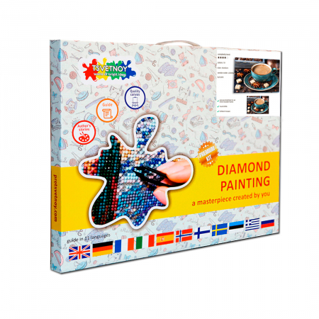 Set goblen cu diamante, cu sasiu, Cafeaua de Dimineata, 40x50cm [6]