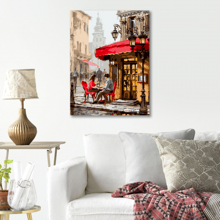 Set goblen cu diamante, cu sasiu, Intalnire in Oras, 40x40 cm [6]