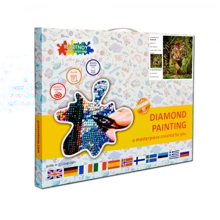 Set goblen cu diamante, cu sasiu, Mers de felina, 40x50 cm [3]