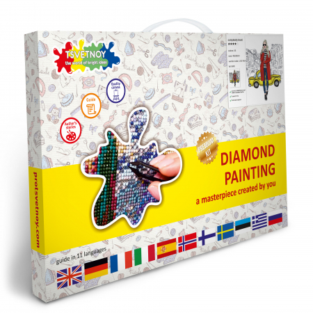 Set goblen cu diamante, cu sasiu, Fata si taxiul, 40x50 cm [6]