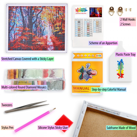 Goblen cu diamante, Drum in padure, toamna, 40x50 cm [3]