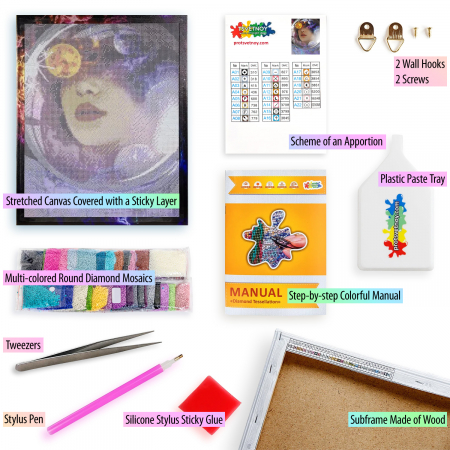 Set goblen cu diamante, cu sasiu, Visand la univers, 40x50 cm [1]