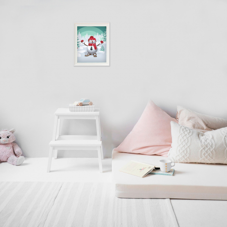 Set pictura pe numere, cu sasiu, Om de zapada schior, 20x30 cm [3]