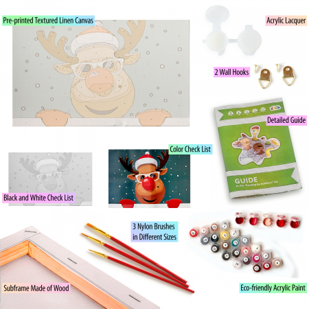 Set pictura pe numere, cu sasiu, Rudolph, 20x30 cm [2]