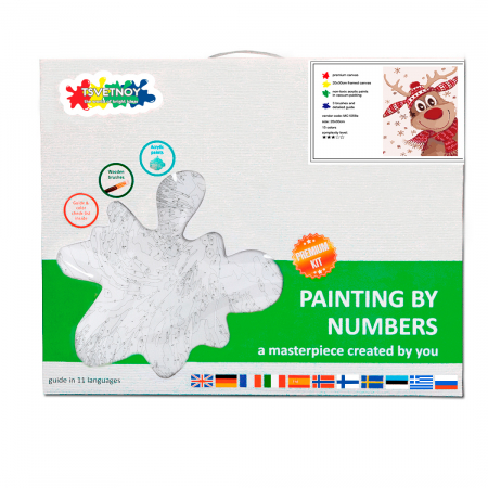 Set pictura pe numere, cu sasiu, Ren vesel, 20x30 cm [4]