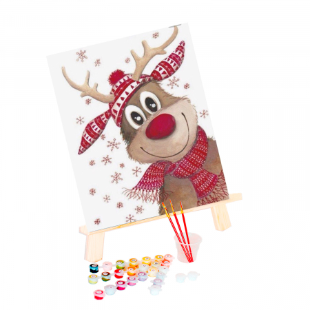 Set pictura pe numere, cu sasiu, Ren vesel, 20x30 cm [2]