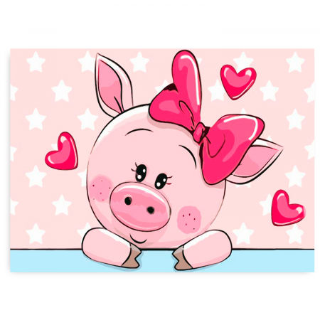 Pictura pe numere, cu sasiu, Purcelus indragostit 20x30 cm [0]