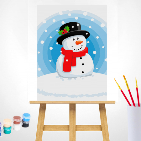 Set pictura pe numere, cu sasiu, Om de zapada, 20x30 cm [1]