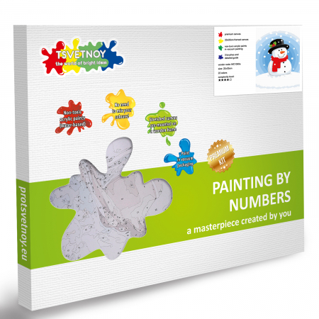 Set pictura pe numere, cu sasiu, Om de zapada, 20x30 cm [4]