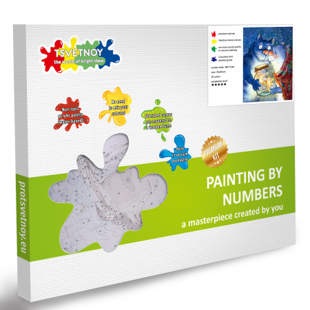 Set pictura pe numere, cu sasiu, Pisici - Dragoste cu Licurici 30x40 cm [5]