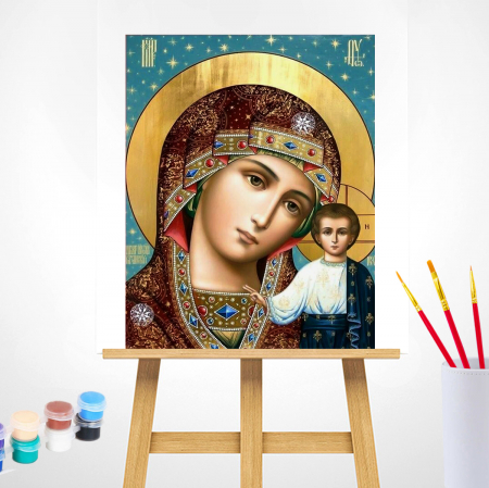 Set pictura pe numere, cu sasiu, Maica Precista, 40x50 cm [1]