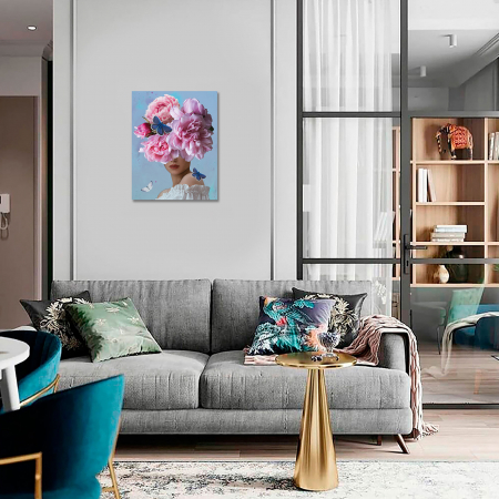 Set pictura pe numere, cu sasiu, Vis floral roz, 40x50 cm [2]