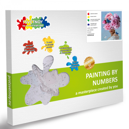 Set pictura pe numere, cu sasiu, Vis floral roz, 40x50 cm [4]