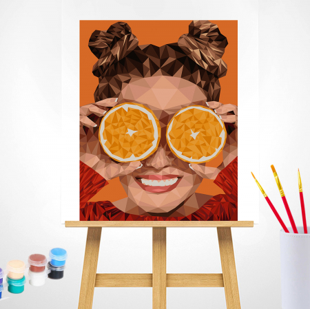 Set pictura pe numere, cu sasiu, Portocaliu, 40x50 cm [1]